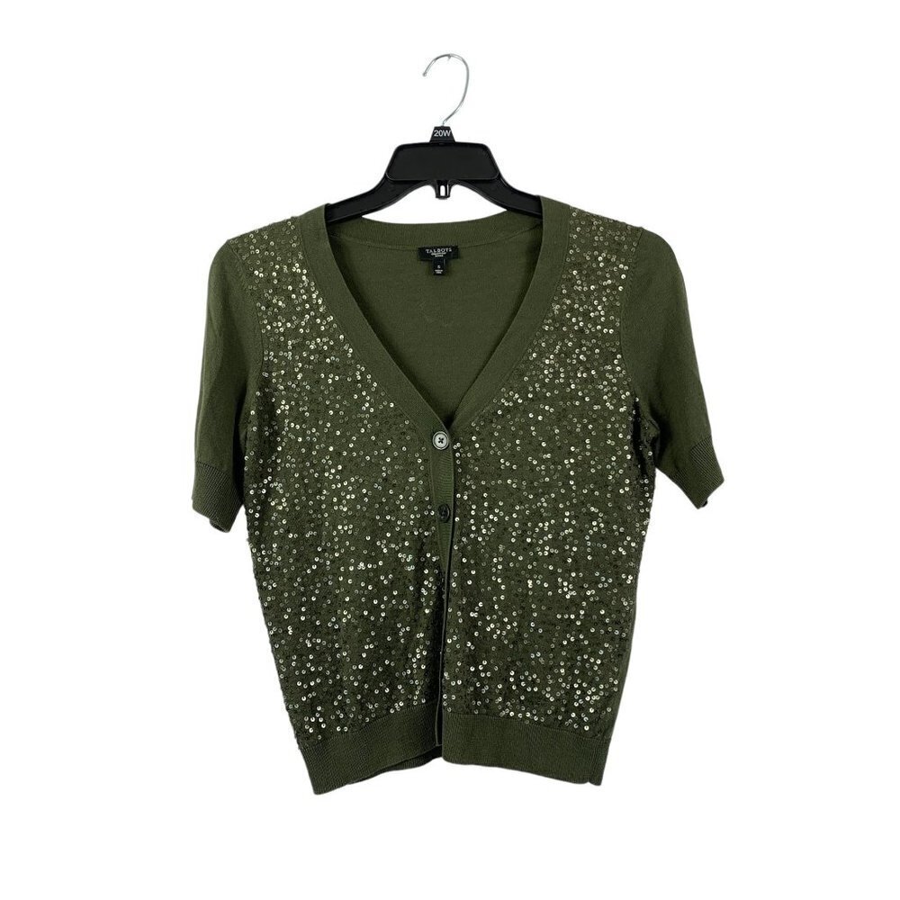 Talbots Women's Mean Green Sequin Top